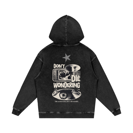 Snow Washed Loose Cotton Hoodie