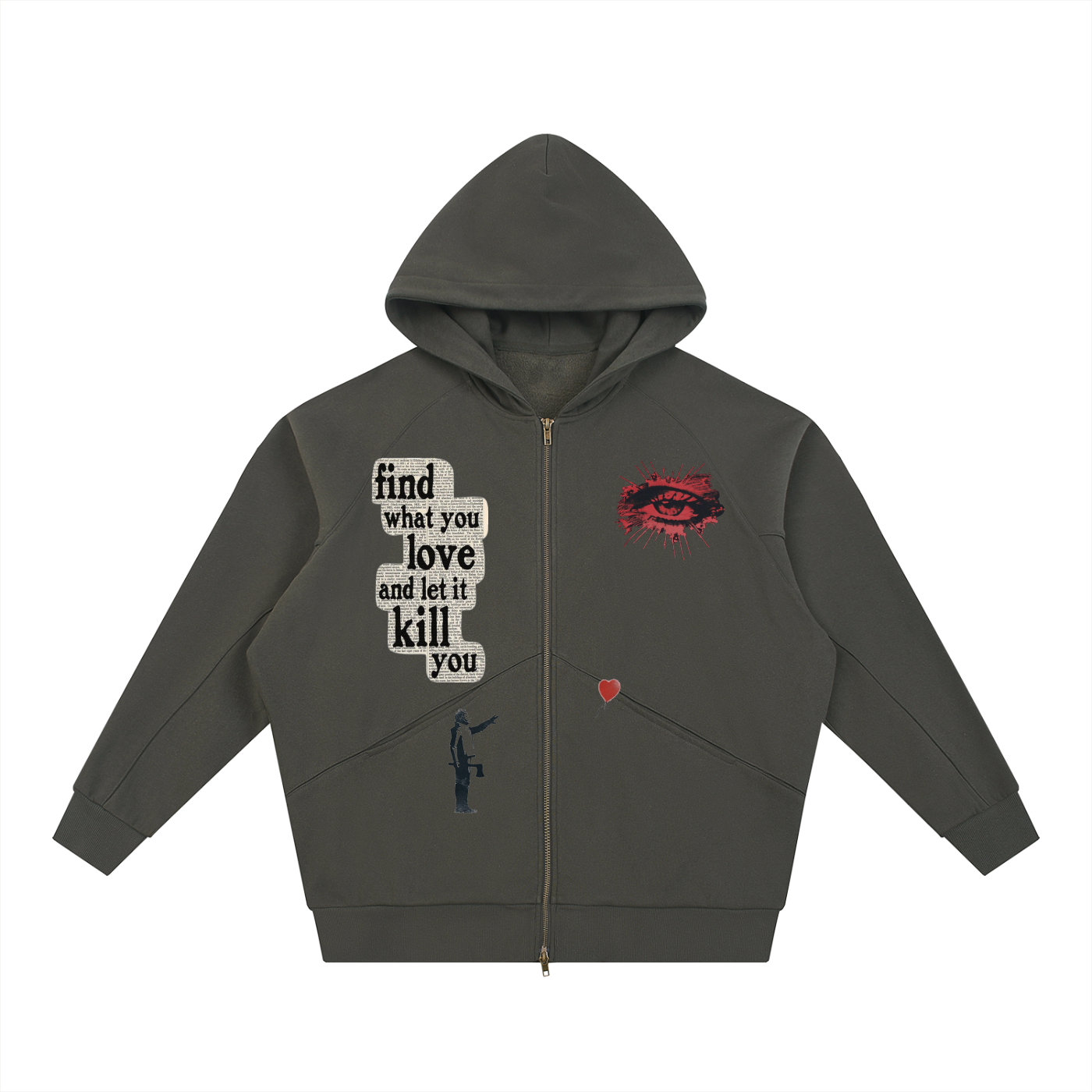 Dolman Sleeve Zip-Through Fleece  Hoodie