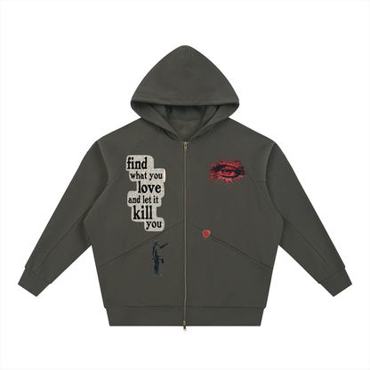 Dolman Sleeve Zip-Through Fleece  Hoodie