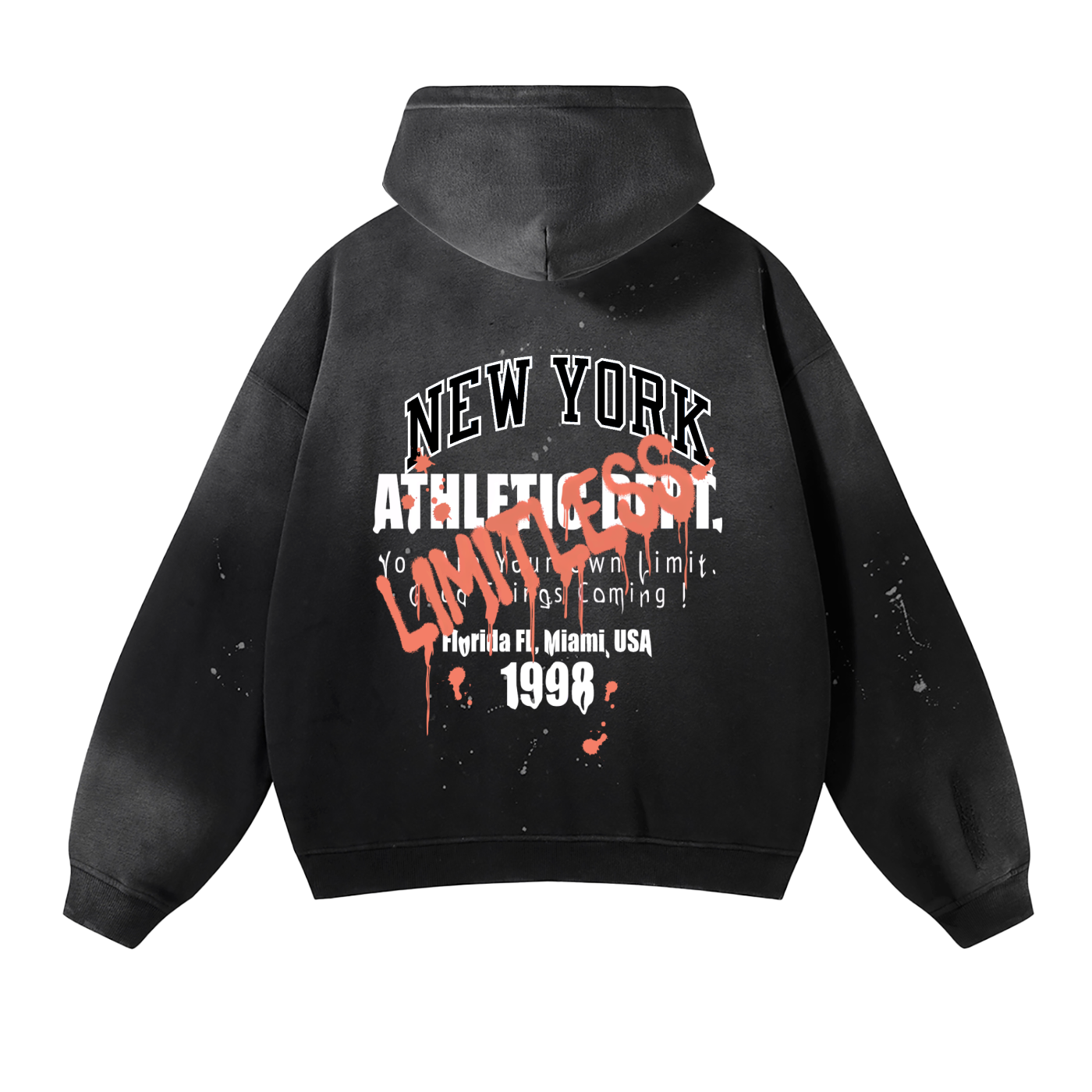 Vintage Washed Frayed Fleece Hoodie