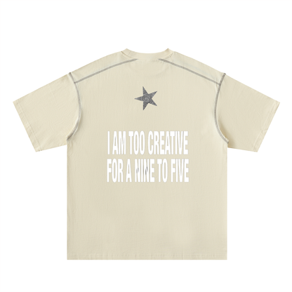 Oversized Contrast-Stitched Cotton Tee