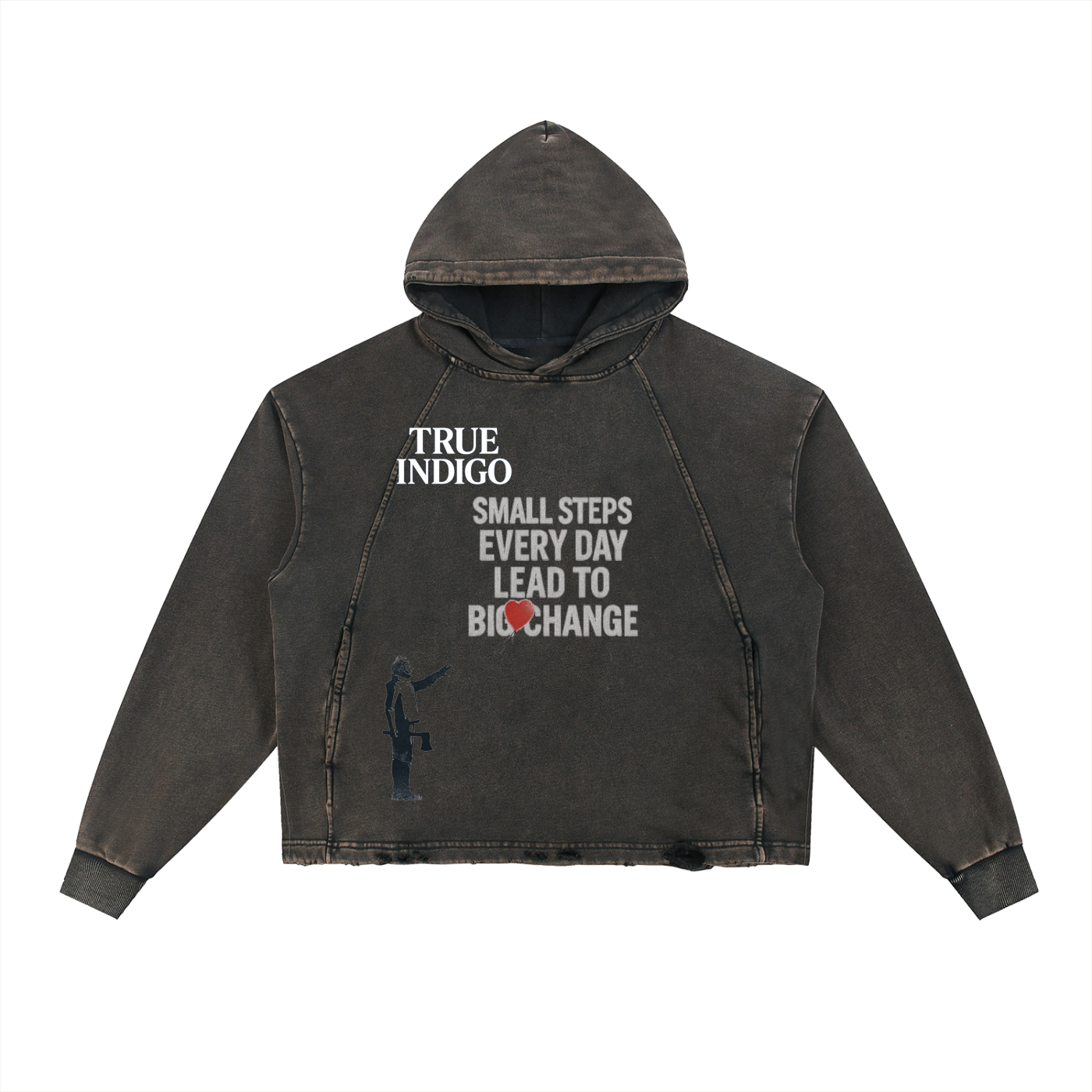 Vintage Washed Frayed-Hem Hoodie