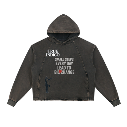 Vintage Washed Frayed-Hem Hoodie