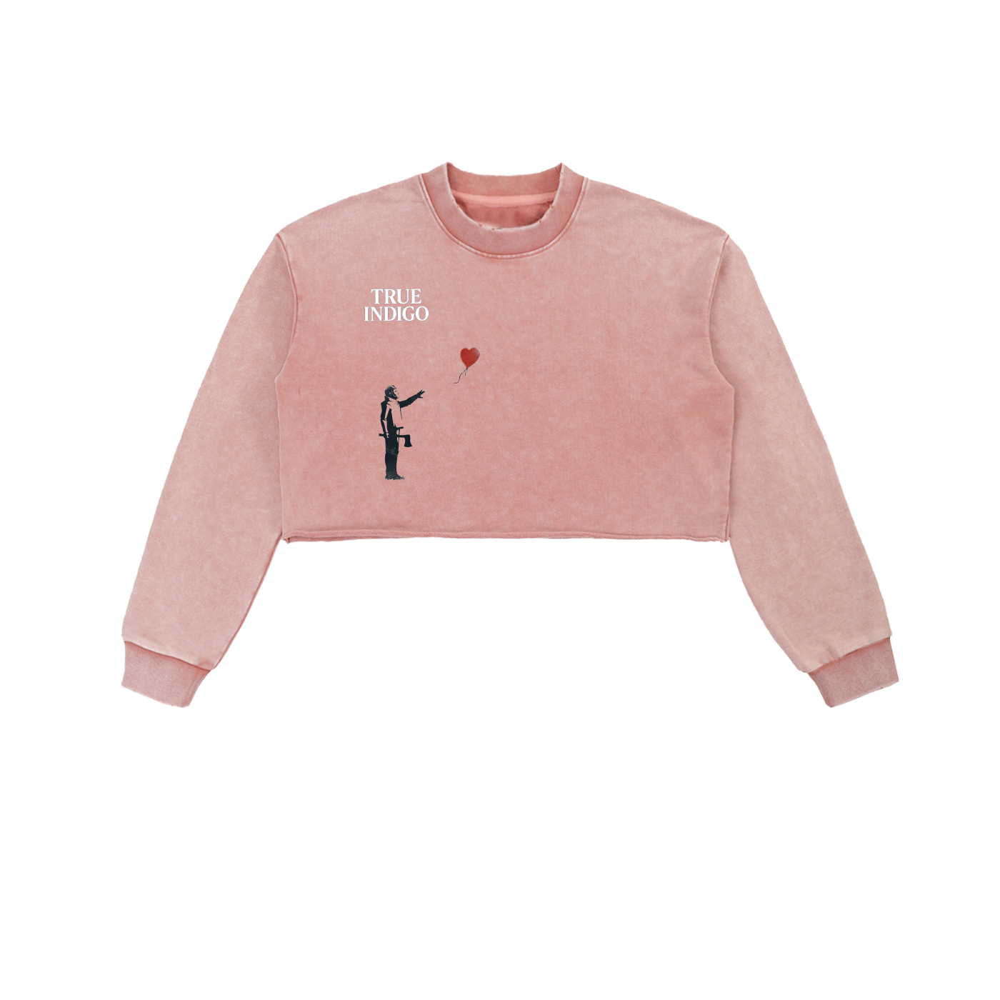 Snow Washed Raw Edge Cropped Sweatshirt