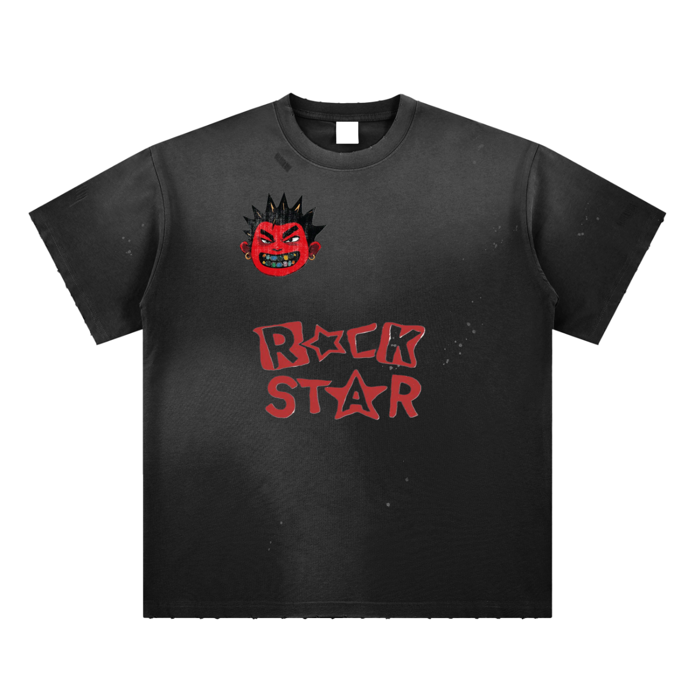 Hand-Frayed Sunfade Paint Splatter T-Shirt