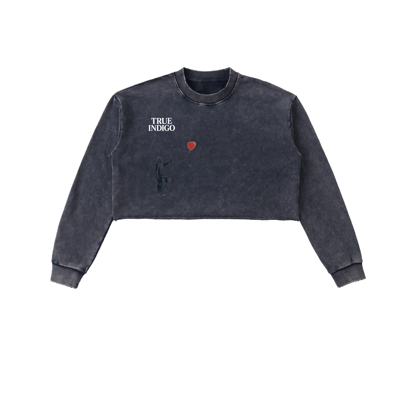 Snow Washed Raw Edge Cropped Sweatshirt