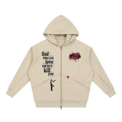 Dolman Sleeve Zip-Through Fleece  Hoodie