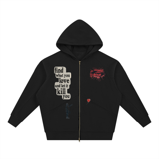 Dolman Sleeve Zip-Through Fleece  Hoodie