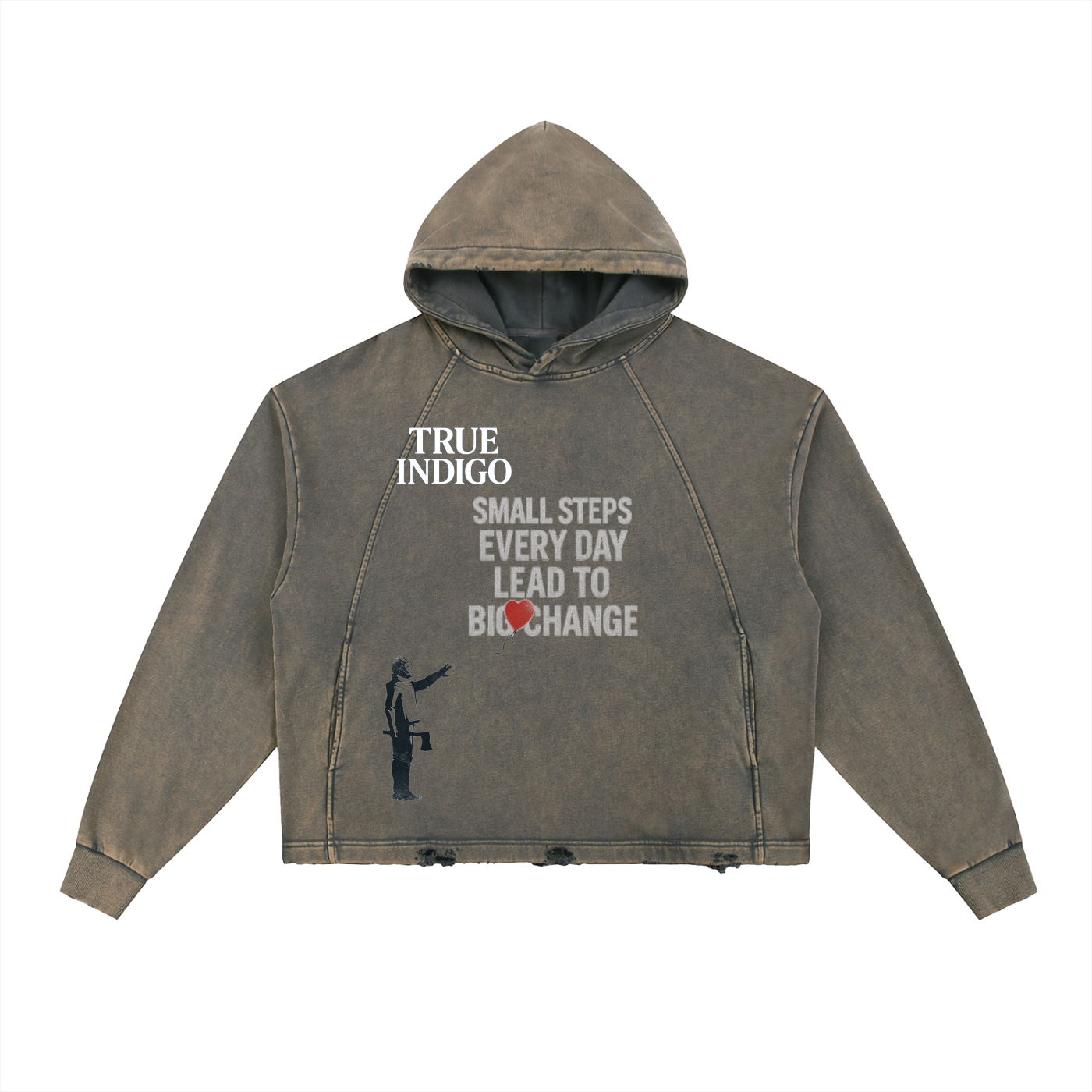 Vintage Washed Frayed-Hem Hoodie