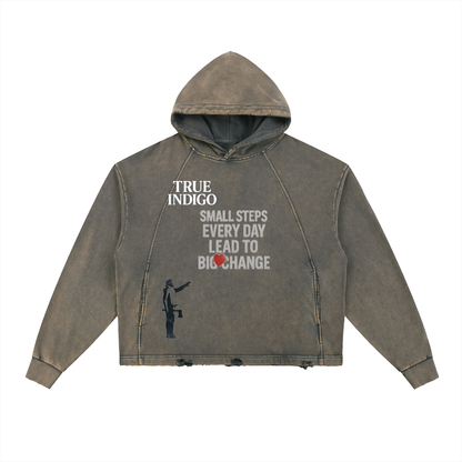 Vintage Washed Frayed-Hem Hoodie