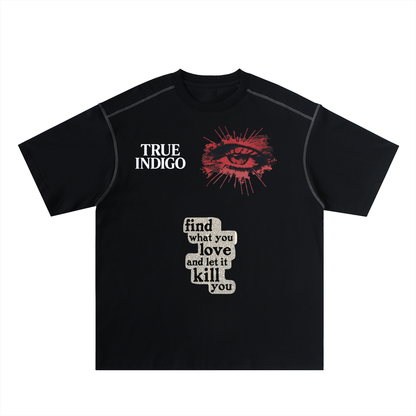 Oversized Contrast-Stitched Cotton Tee