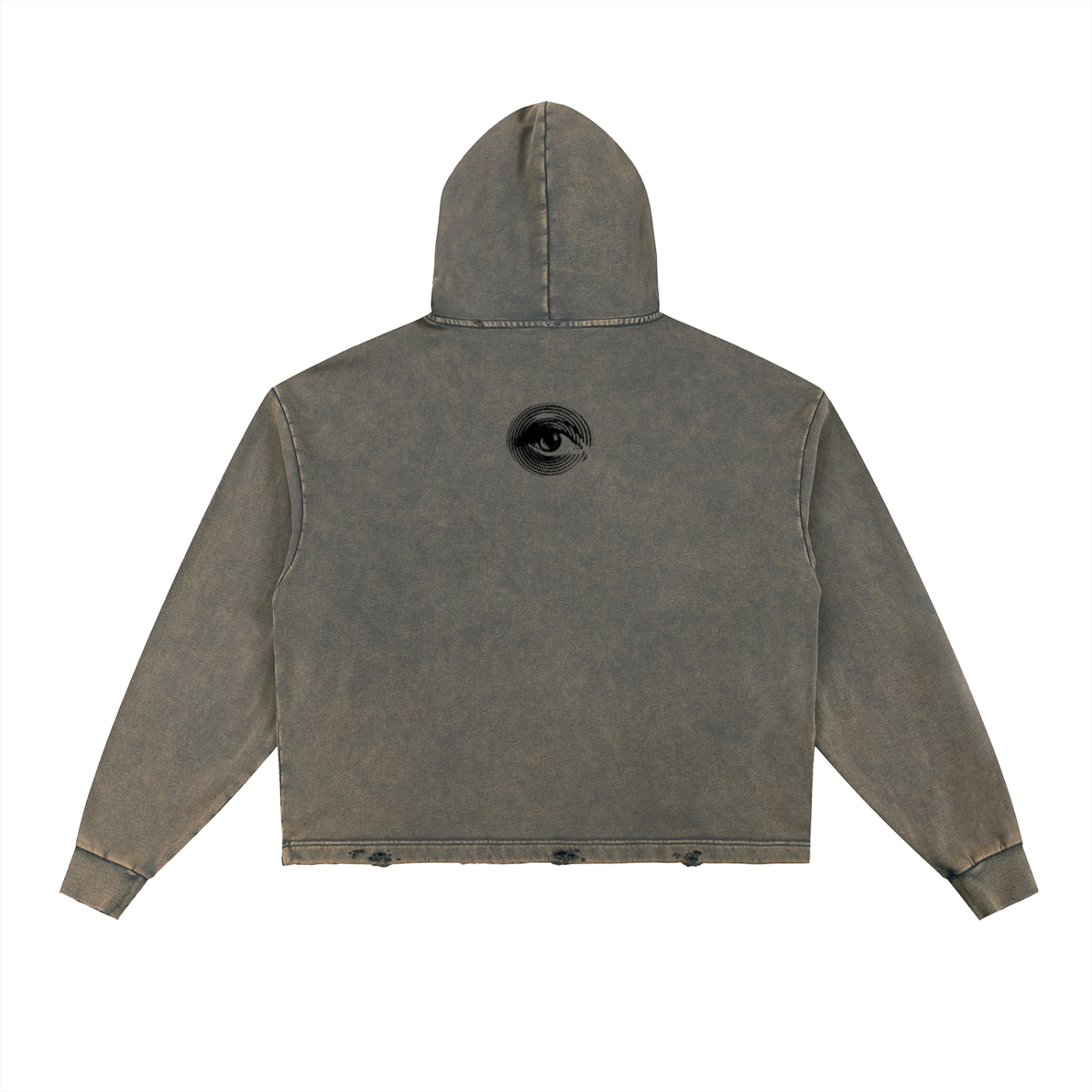 Vintage Washed Frayed-Hem Hoodie