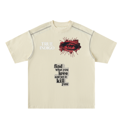 Oversized Contrast-Stitched Cotton Tee