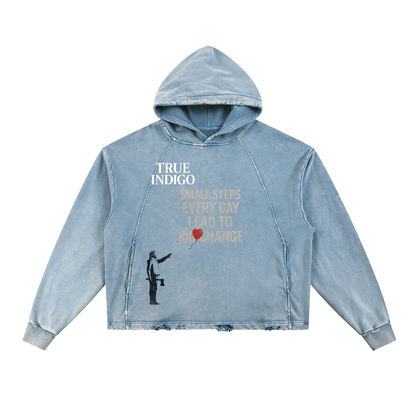 Vintage Washed Frayed-Hem Hoodie